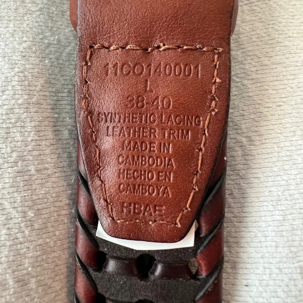 Columbia Mens Braided Leather Belt Mahogany Brown Black‎ Woven Casual Outdoor